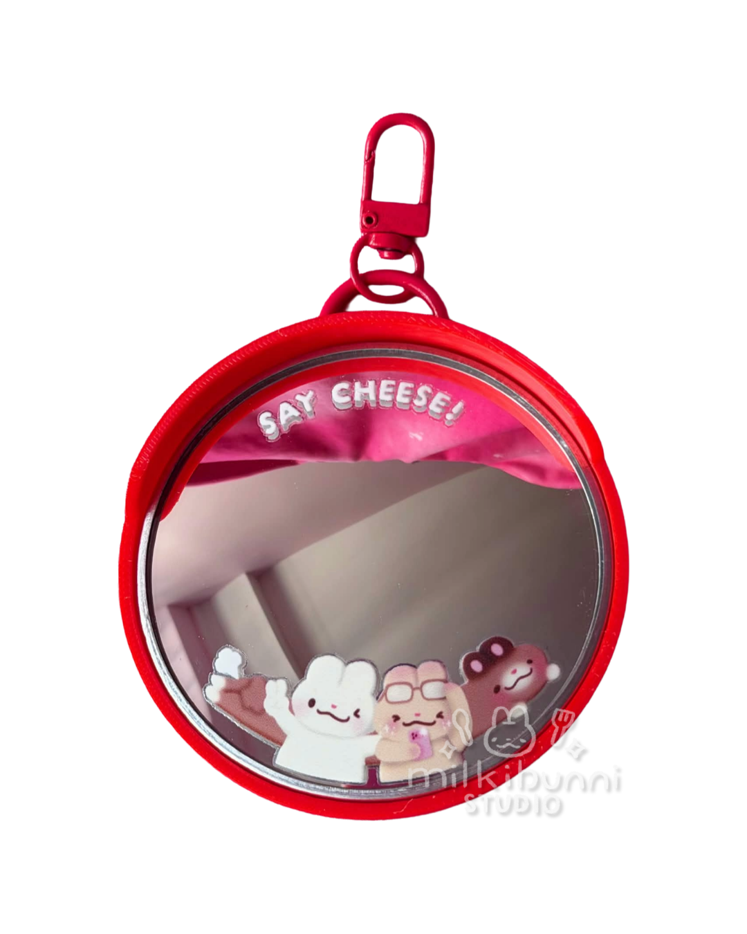 Convex Mirror Keychains: Classic Red