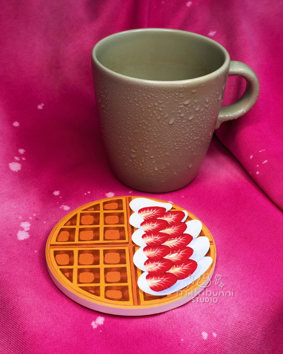 Strawberry Cream Waffle Coaster