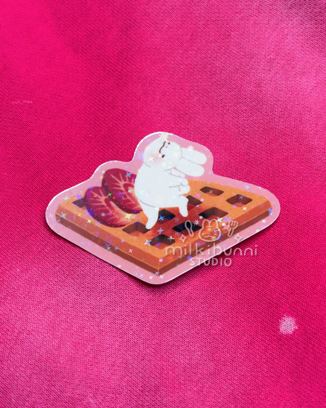 Left Strawberry Waffle Bunni Sticker