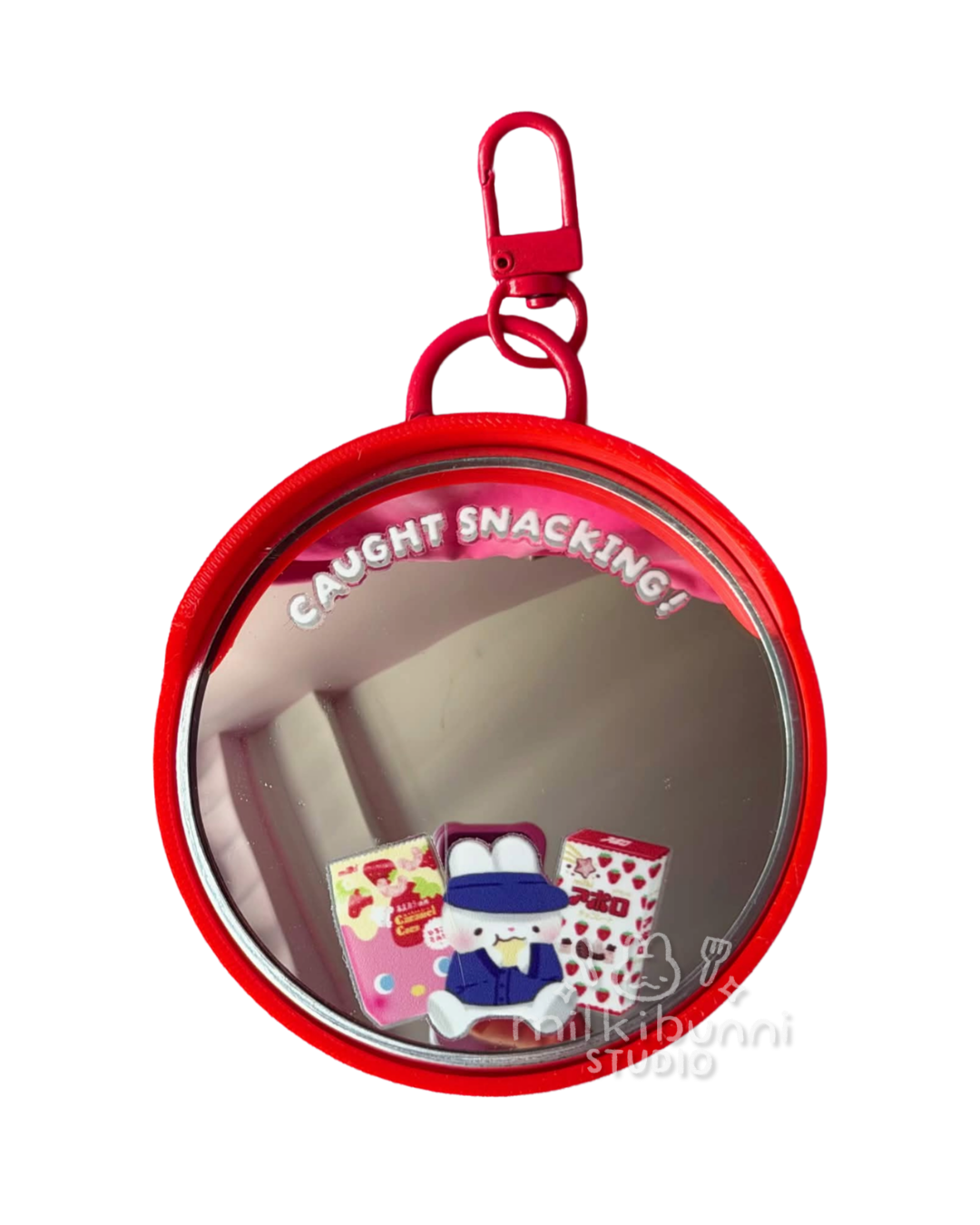 Convex Mirror Keychains: Classic Red