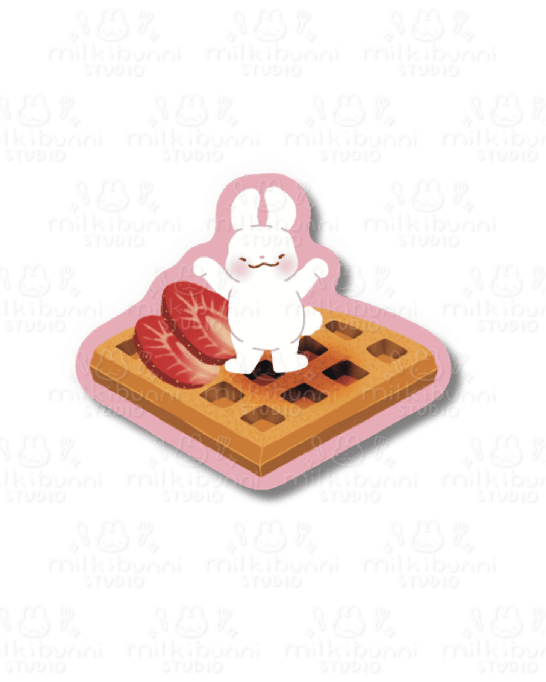 Front Strawberry Waffle Bunni Sticker