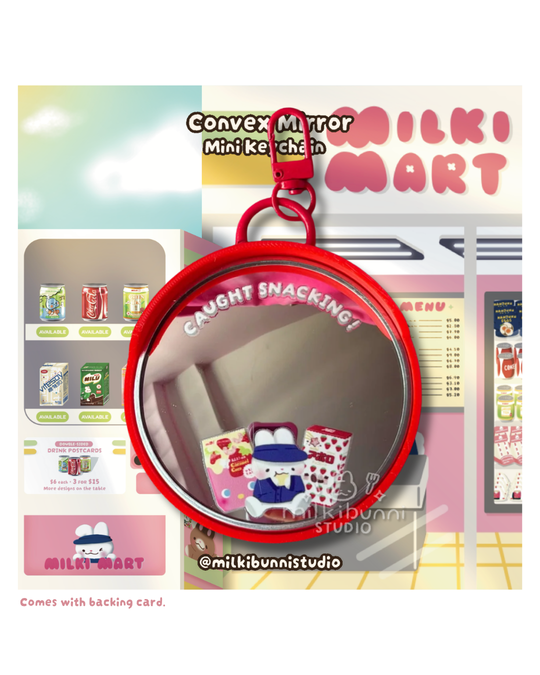 Convex Mirror Keychains: Classic Red